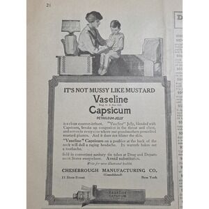 Vintage 1917 Vaseline Capsicum Print Ad Chesebrough Mfg Co Medical Ephemera